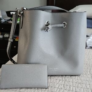 Kate Spade Light Gray Leather Shoulder Bag